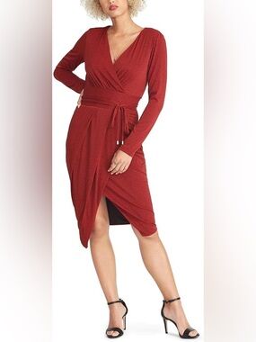 RACHEL Rachel Roy “Port Wine” Red Wrap Midi Dress